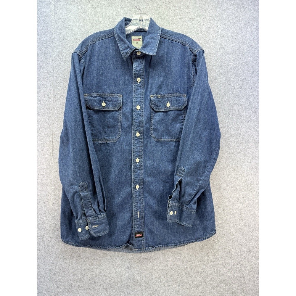 Dickies Women's Blue Jean Button Down Shirt Size Medium